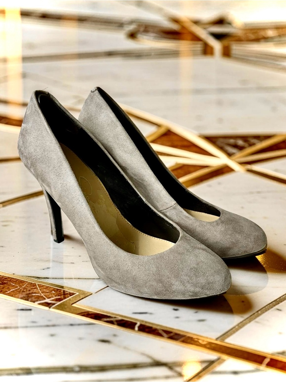 Jessica Simpson MALIA Gray/Taupe Suede Heel Pumps